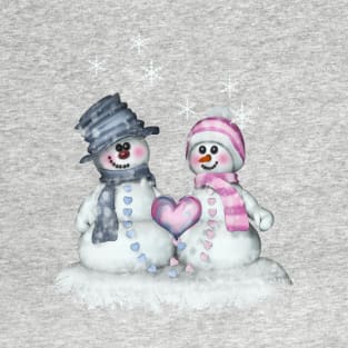 Schneemann und Frau T-Shirt